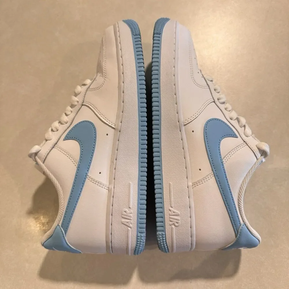 Nike Air Force One Low ‘07 University Sneakers Men’s 8 White Aquarius Blue Shoes